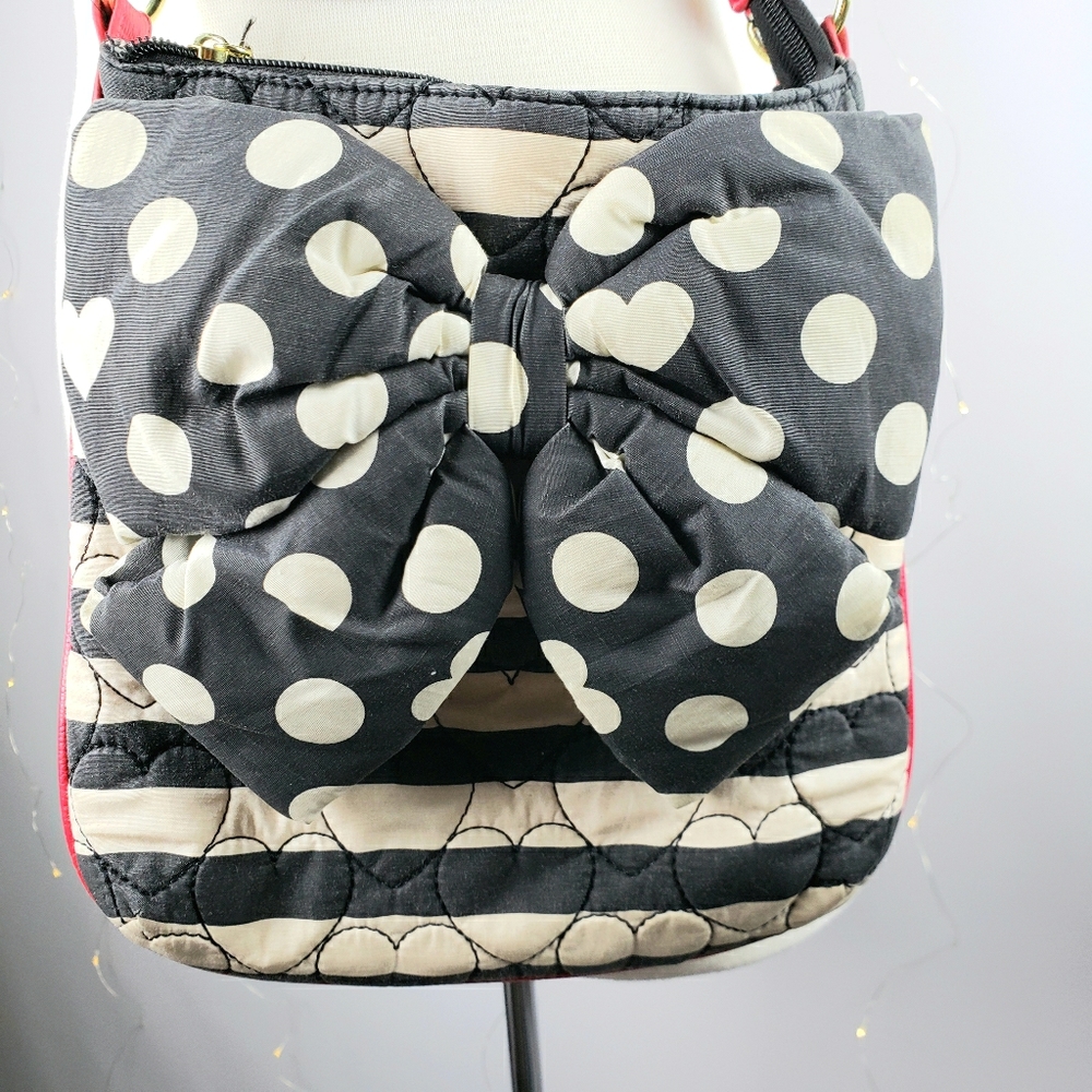 Betsey Johnson Blue Quilt Heart Dot Cross Body Bag